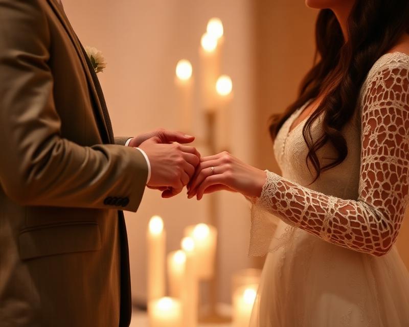 A couple holding hands in wedding in New York city